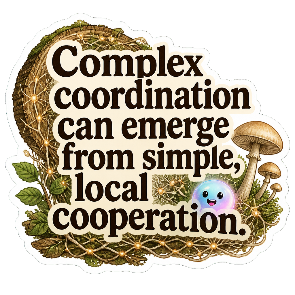 Complex coordination can emerge from simple, local cooperation.