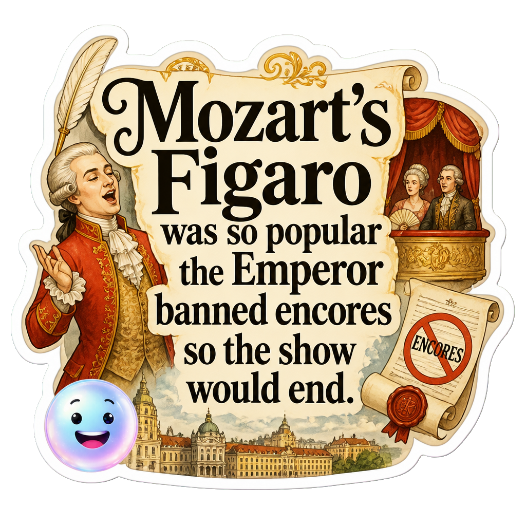 Mozart’s Figaro was so popular the Emperor banned encores so the show would end.