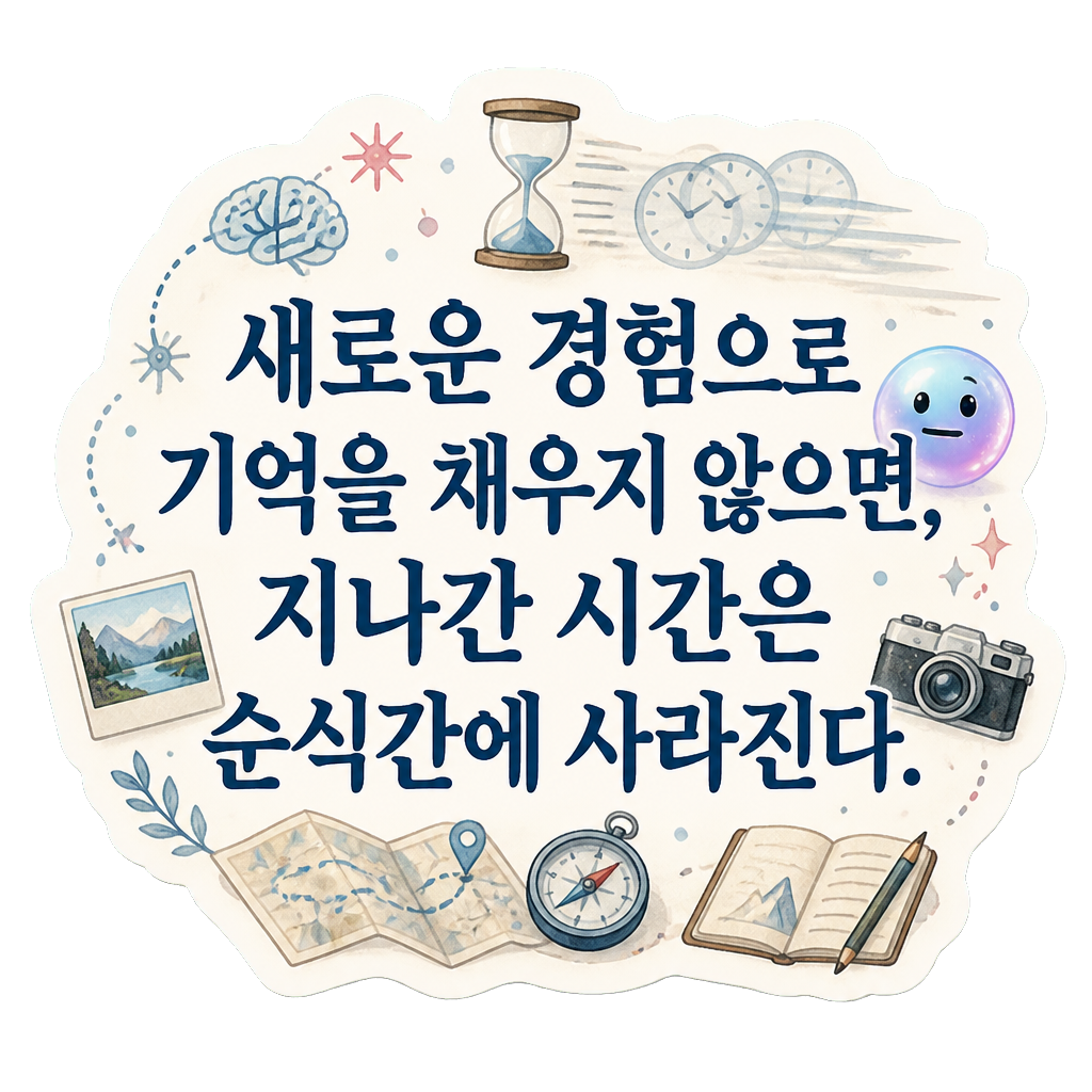 새로운 경험으로 기억을 채우지 않으면, 지나간 시간은 순식간에 사라진다.