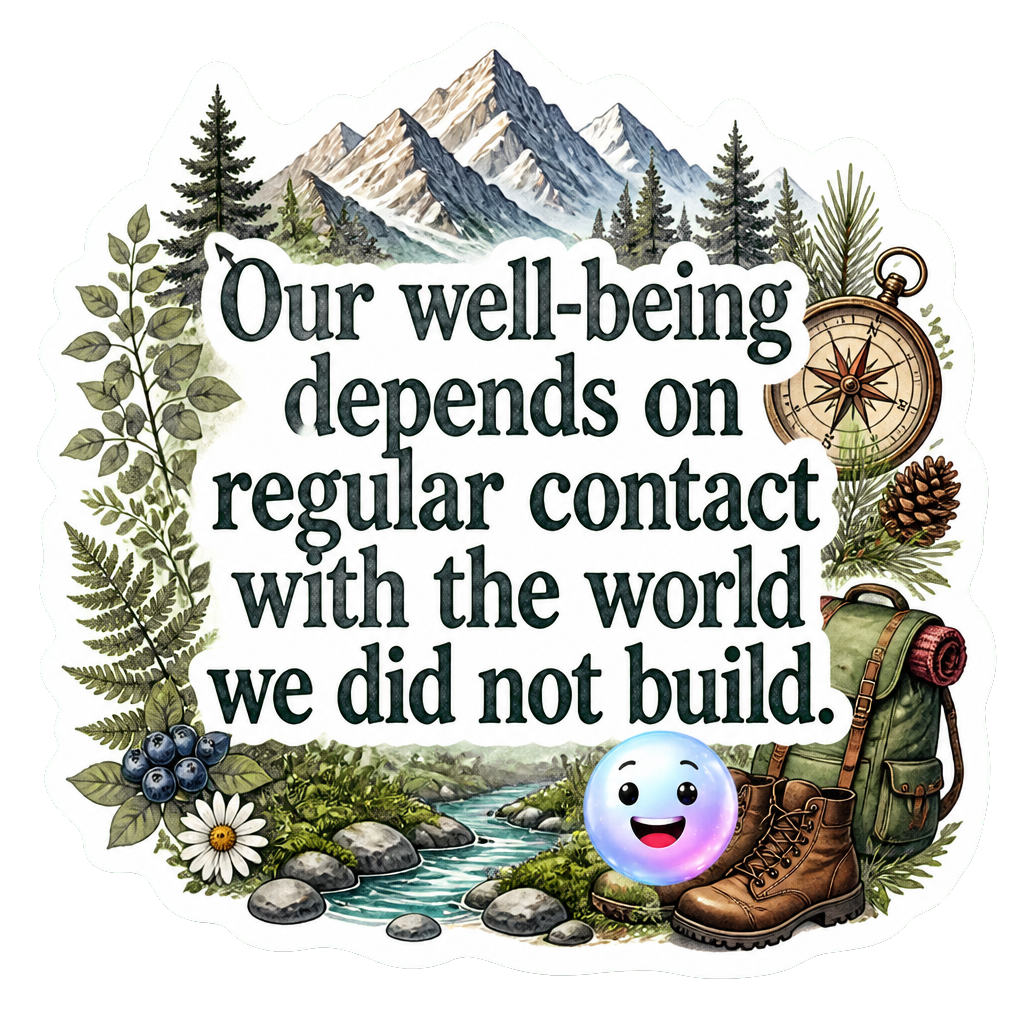 Our well-being depends on regular contact with the world we did not build.