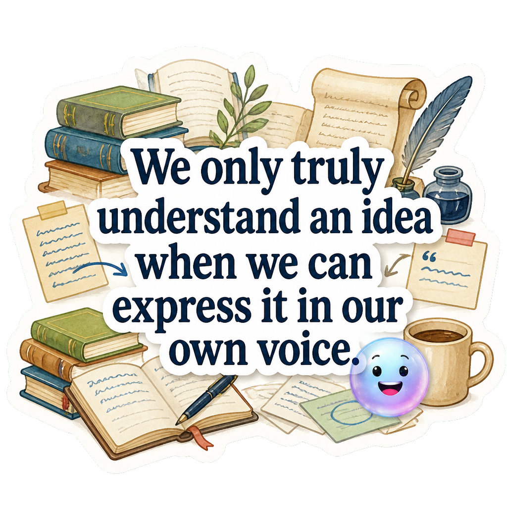 We only truly understand an idea when we can express it in our own voice.