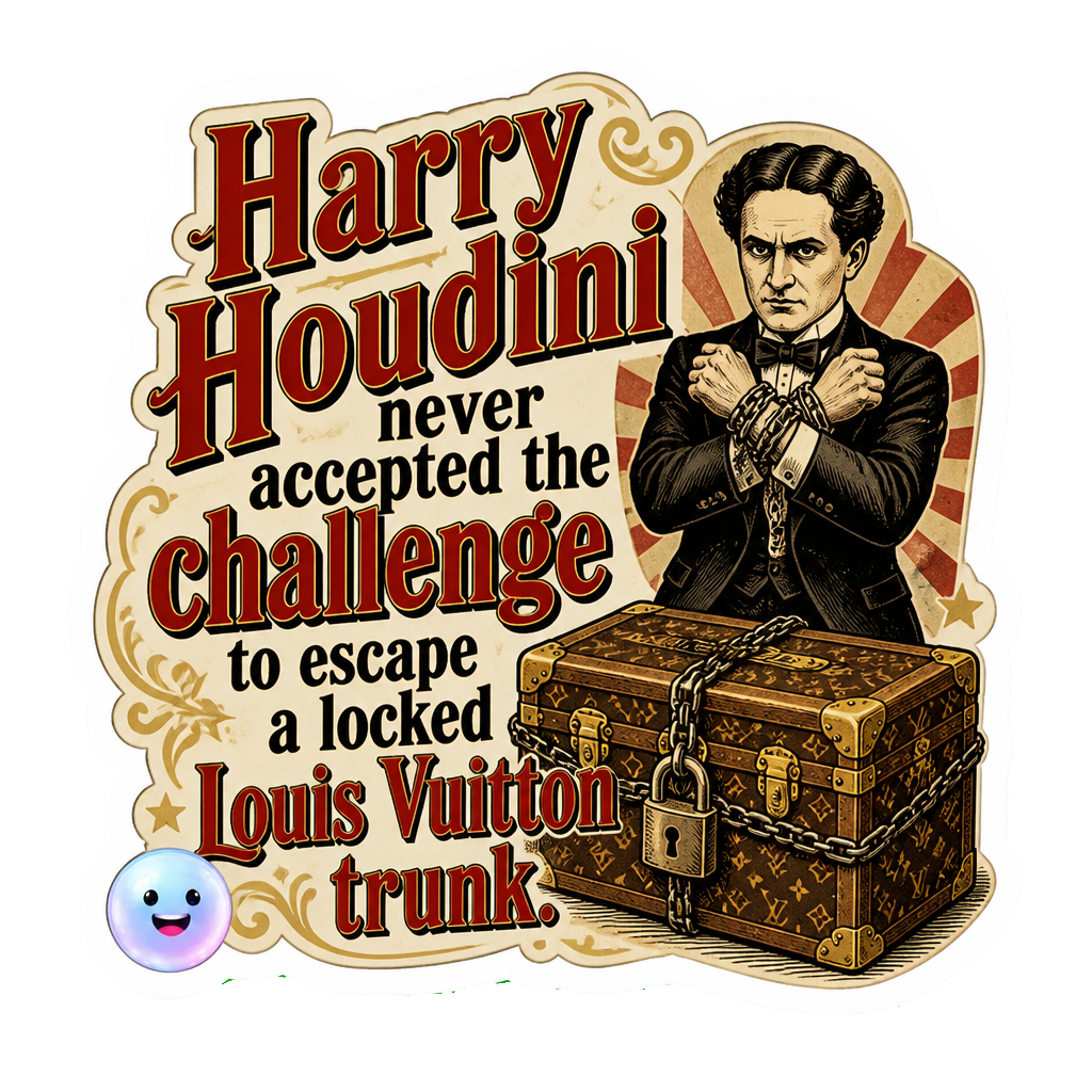 Harry Houdini never accepted the challenge to escape a locked Louis Vuitton trunk.