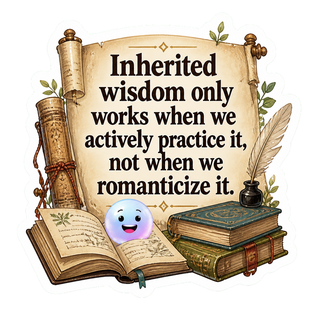 Inherited wisdom only works when we actively practice it, not when we romanticize it.