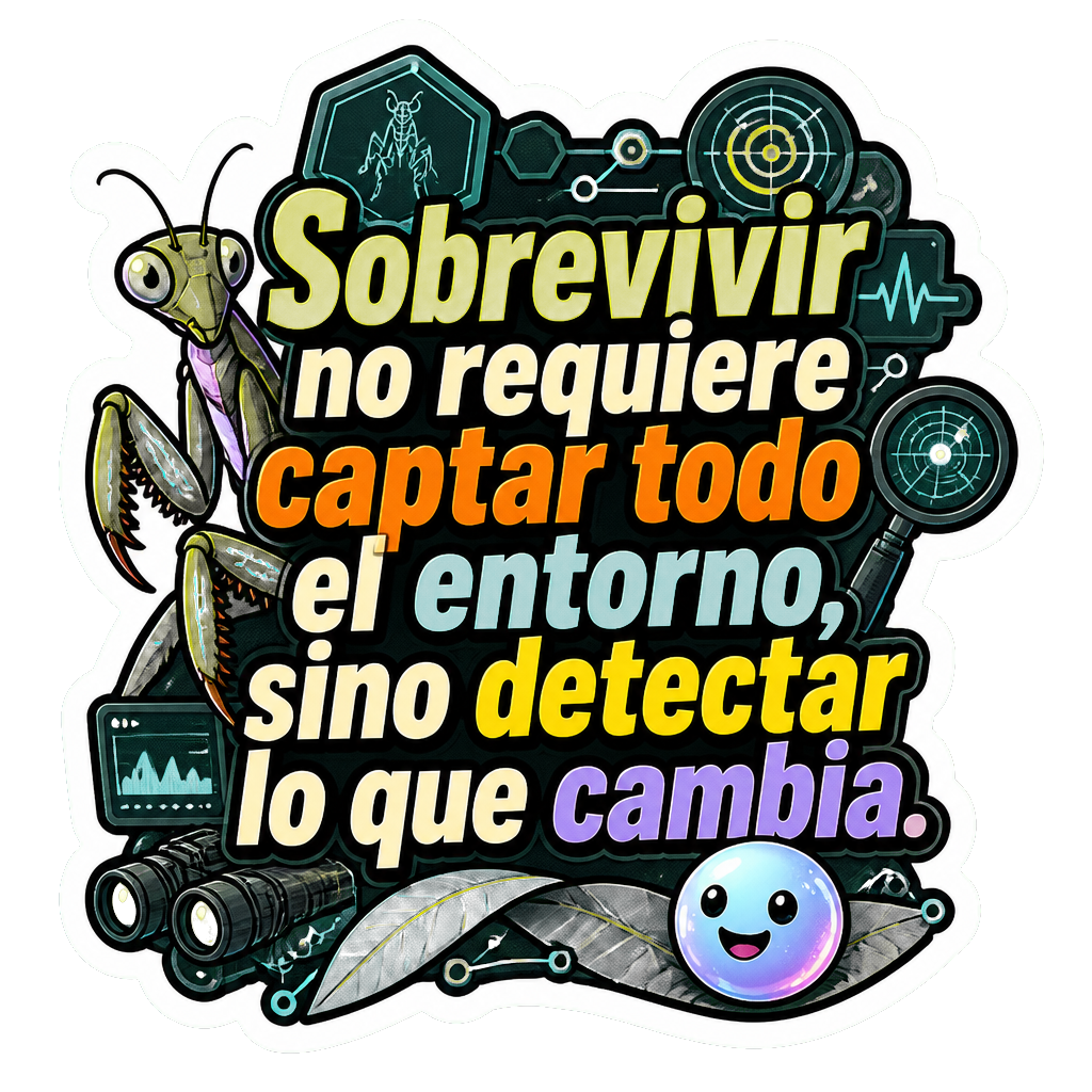 Sobrevivir no requiere captar todo el entorno, sino detectar lo que cambia.