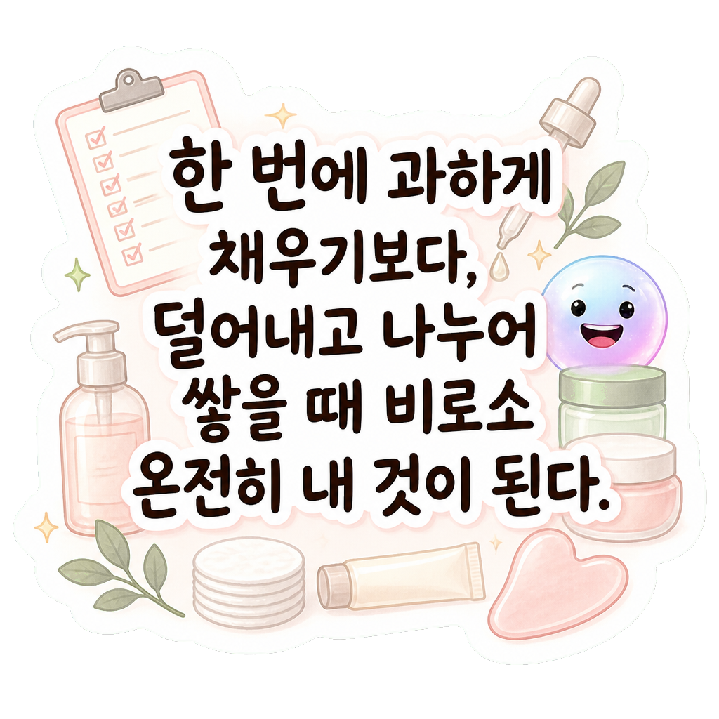한 번에 과하게 채우기보다, 덜어내고 나누어 쌓을 때 비로소 온전히 내 것이 된다.
