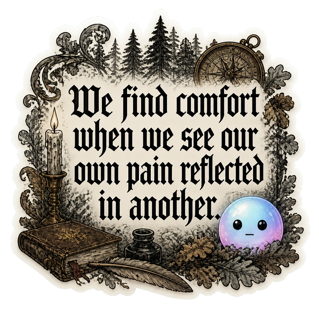 We find comfort when we see our own pain reflected in another.