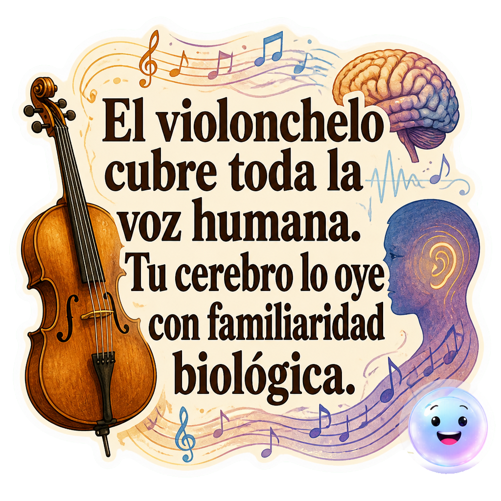 El violonchelo cubre toda la voz humana. Tu cerebro lo oye con familiaridad biológica.