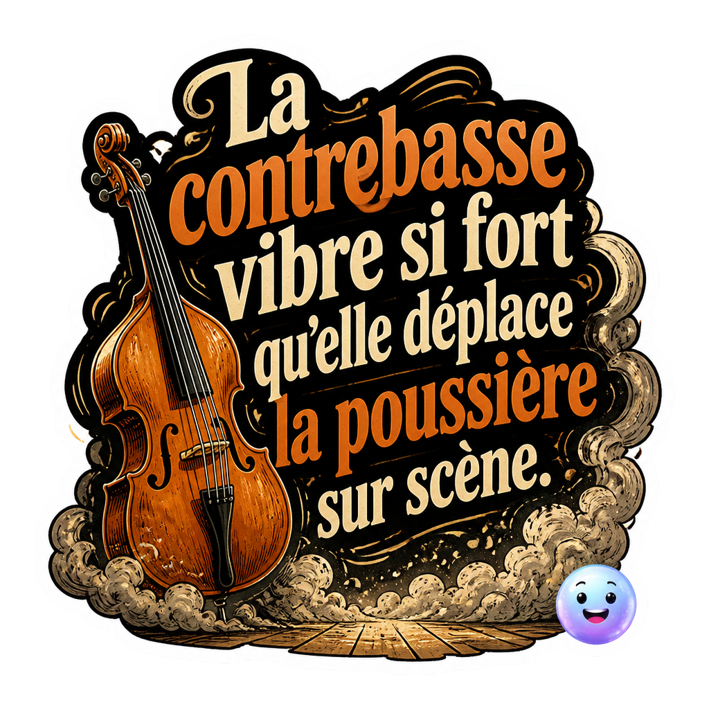 La contrebasse vibre si fort qu'elle déplace la poussière sur scène.