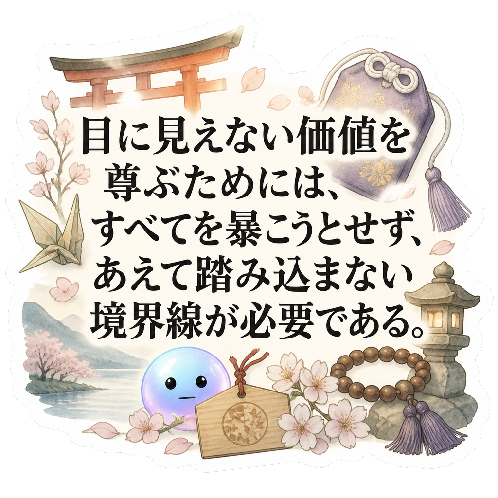 目に見えない価値を尊ぶためには、すべてを暴こうとせず、あえて踏み込まない境界線が必要である。