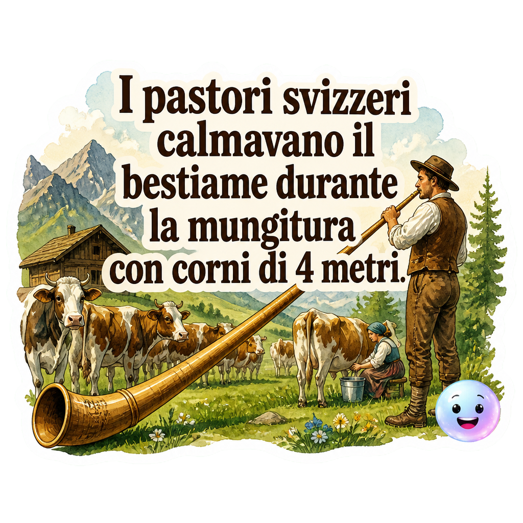 I pastori svizzeri calmavano il bestiame durante la mungitura con corni di 4 metri.