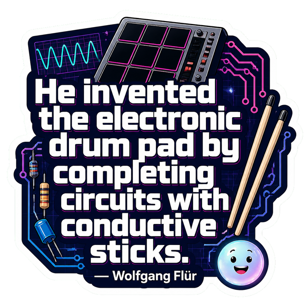 He invented the electronic drum pad by completing circuits with conductive sticks.