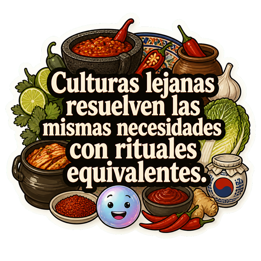 Culturas lejanas resuelven las mismas necesidades con rituales equivalentes.
