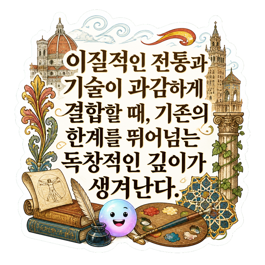 이질적인 전통과 기술이 과감하게 결합할 때, 기존의 한계를 뛰어넘는 독창적인 깊이가 생겨난다.