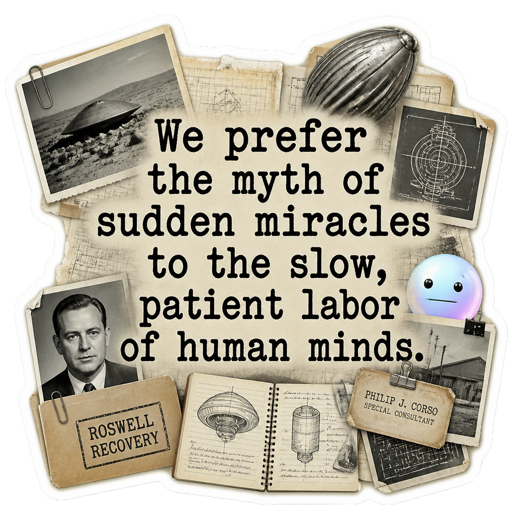 We prefer the myth of sudden miracles to the slow, patient labor of human minds.