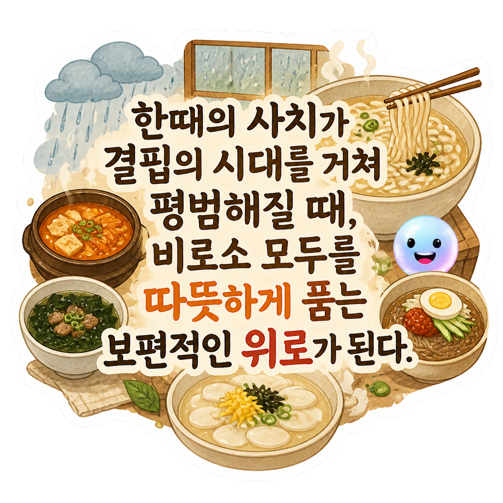 한때의 사치가 결핍의 시대를 거쳐 평범해질 때, 비로소 모두를 따뜻하게 품는 보편적인 위로가 된다.