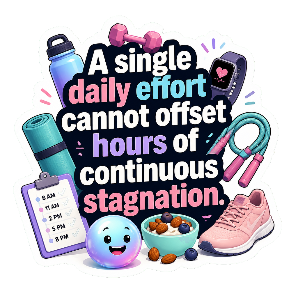 A single daily effort cannot offset hours of continuous stagnation.