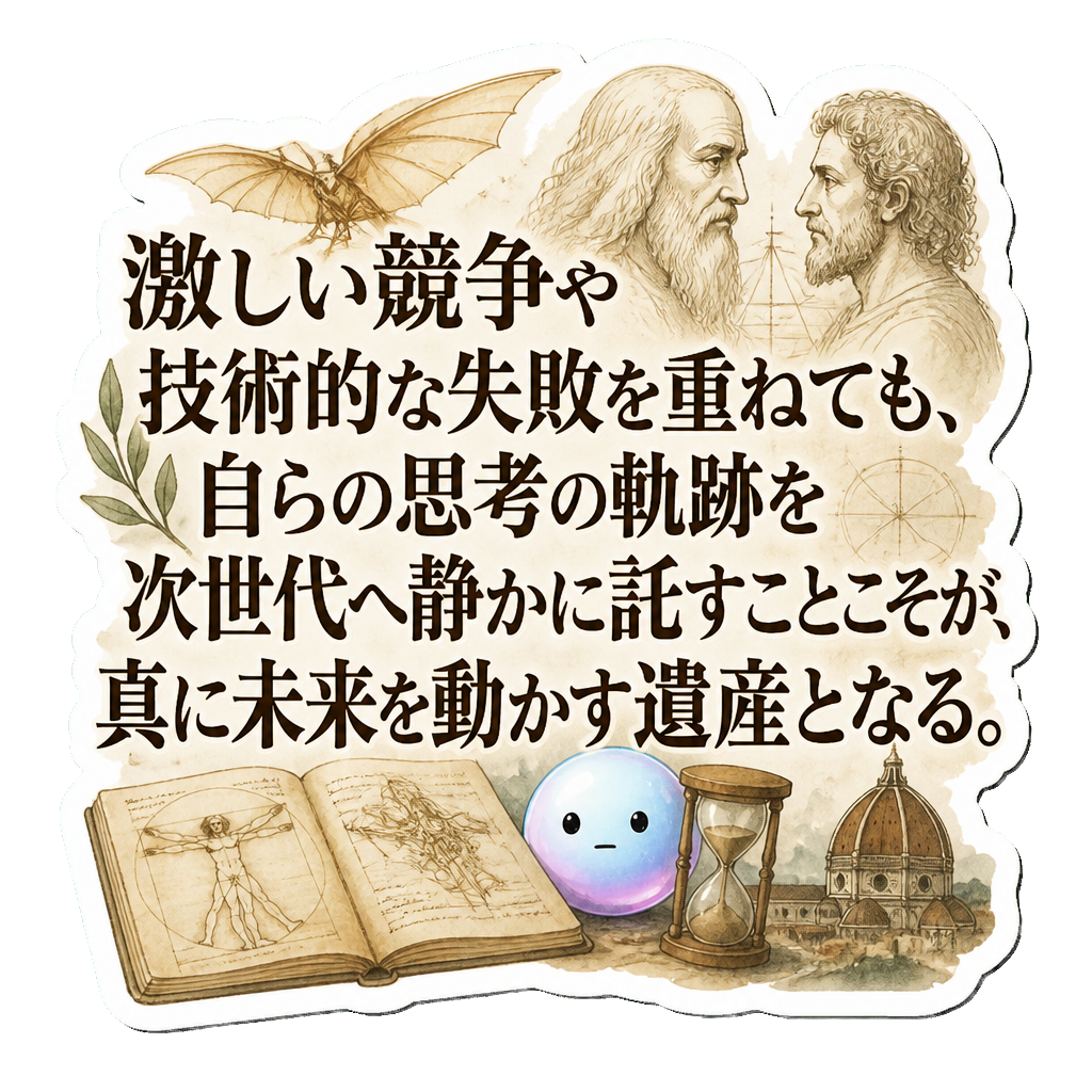 激しい競争や技術的な失敗を重ねても、自らの思考の軌跡を次世代へ静かに託すことこそが、真に未来を動かす遺産となる。