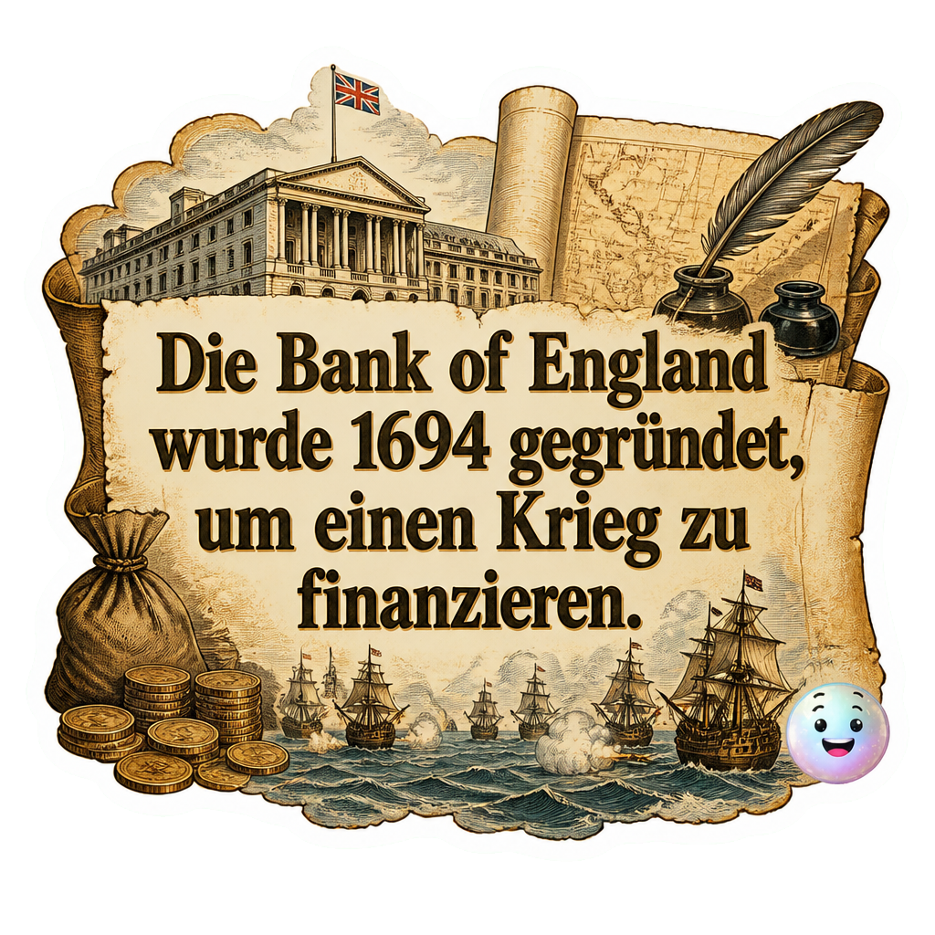 Die Bank of England wurde 1694 gegründet, um einen Krieg zu finanzieren.