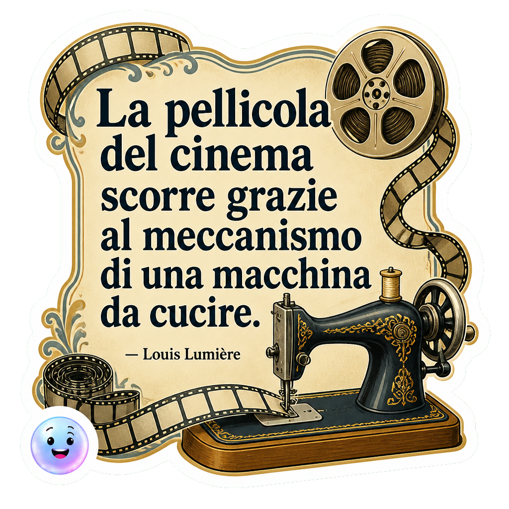 La pellicola del cinema scorre grazie al meccanismo di una macchina da cucire.