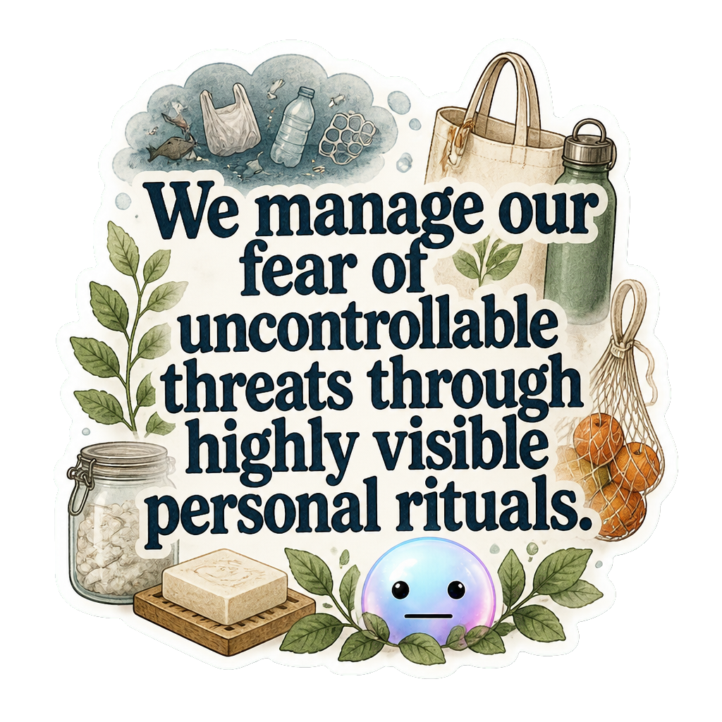 We manage our fear of uncontrollable threats through highly visible personal rituals.