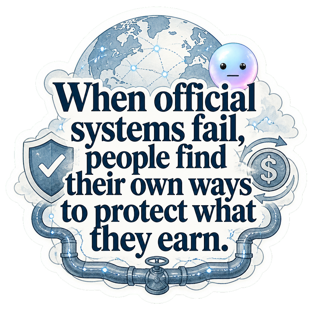 When official systems fail, people find their own ways to protect what they earn.