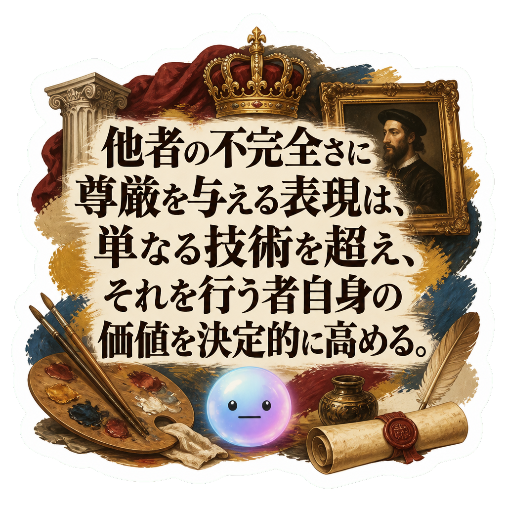 他者の不完全さに尊厳を与える表現は、単なる技術を超え、それを行う者自身の価値を決定的に高める。
