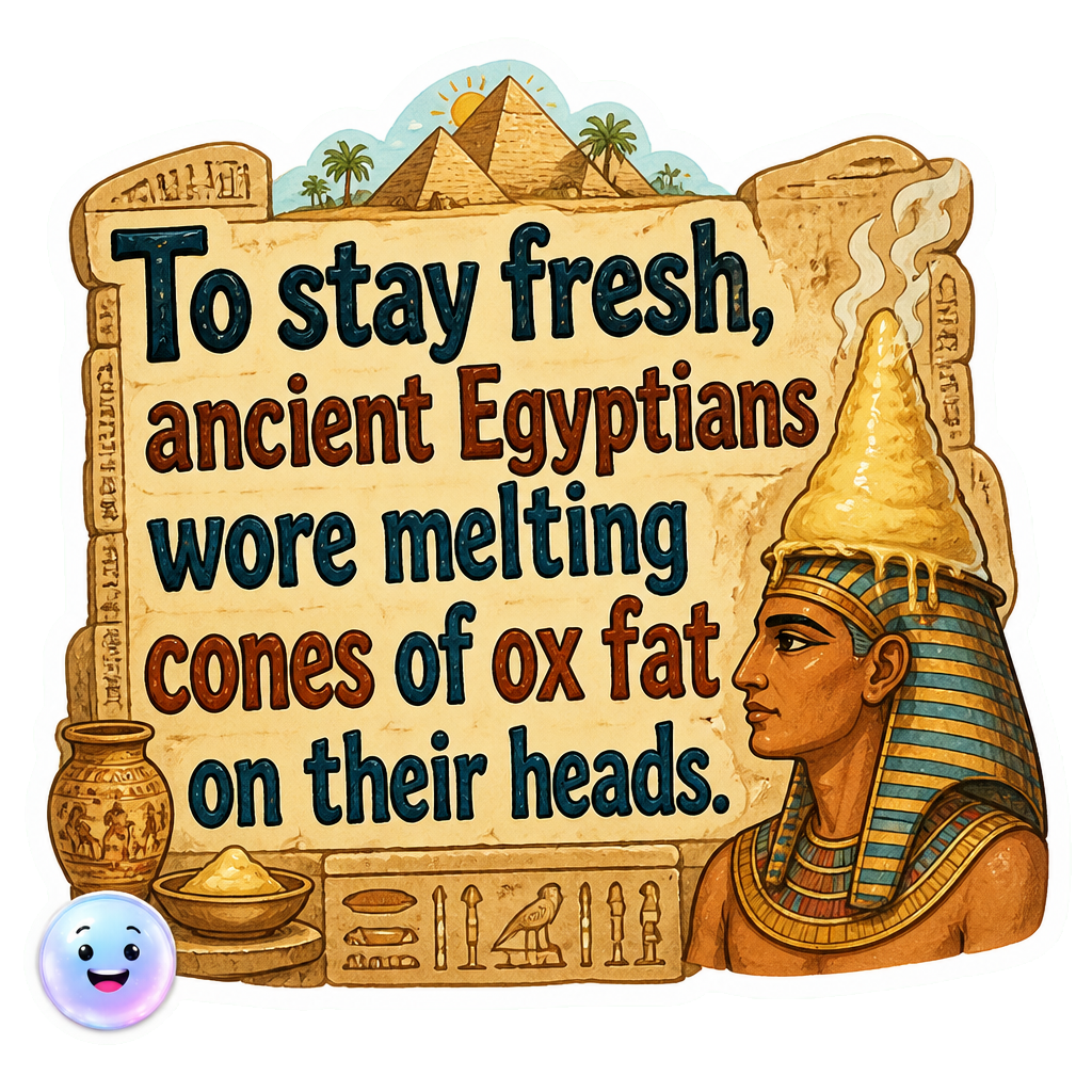 To stay fresh, ancient Egyptians wore melting cones of ox fat on their heads.