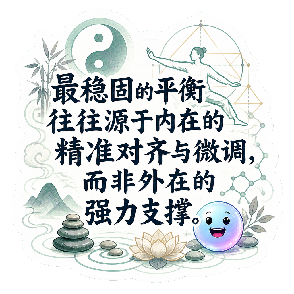 最稳固的平衡往往源于内在的精准对齐与微调，而非外在的强力支撑。
