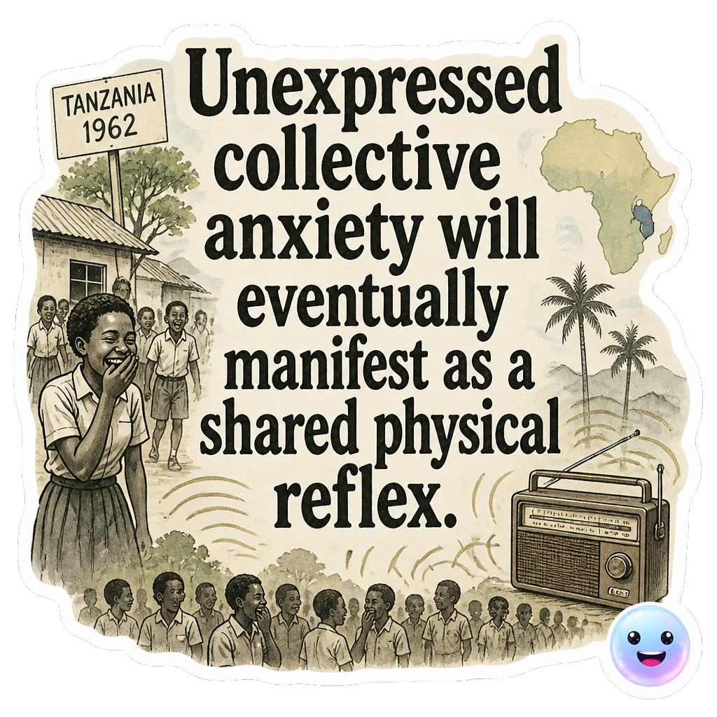 Unexpressed collective anxiety will eventually manifest as a shared physical reflex.