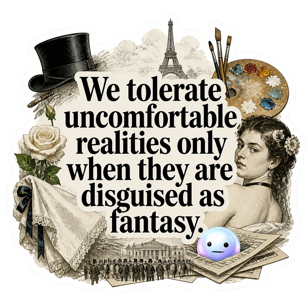 We tolerate uncomfortable realities only when they are disguised as fantasy.