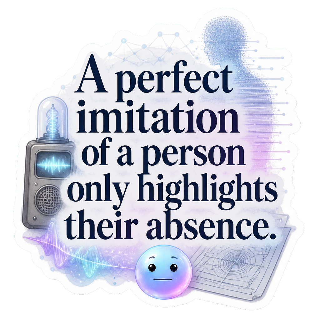 A perfect imitation of a person only highlights their absence.
