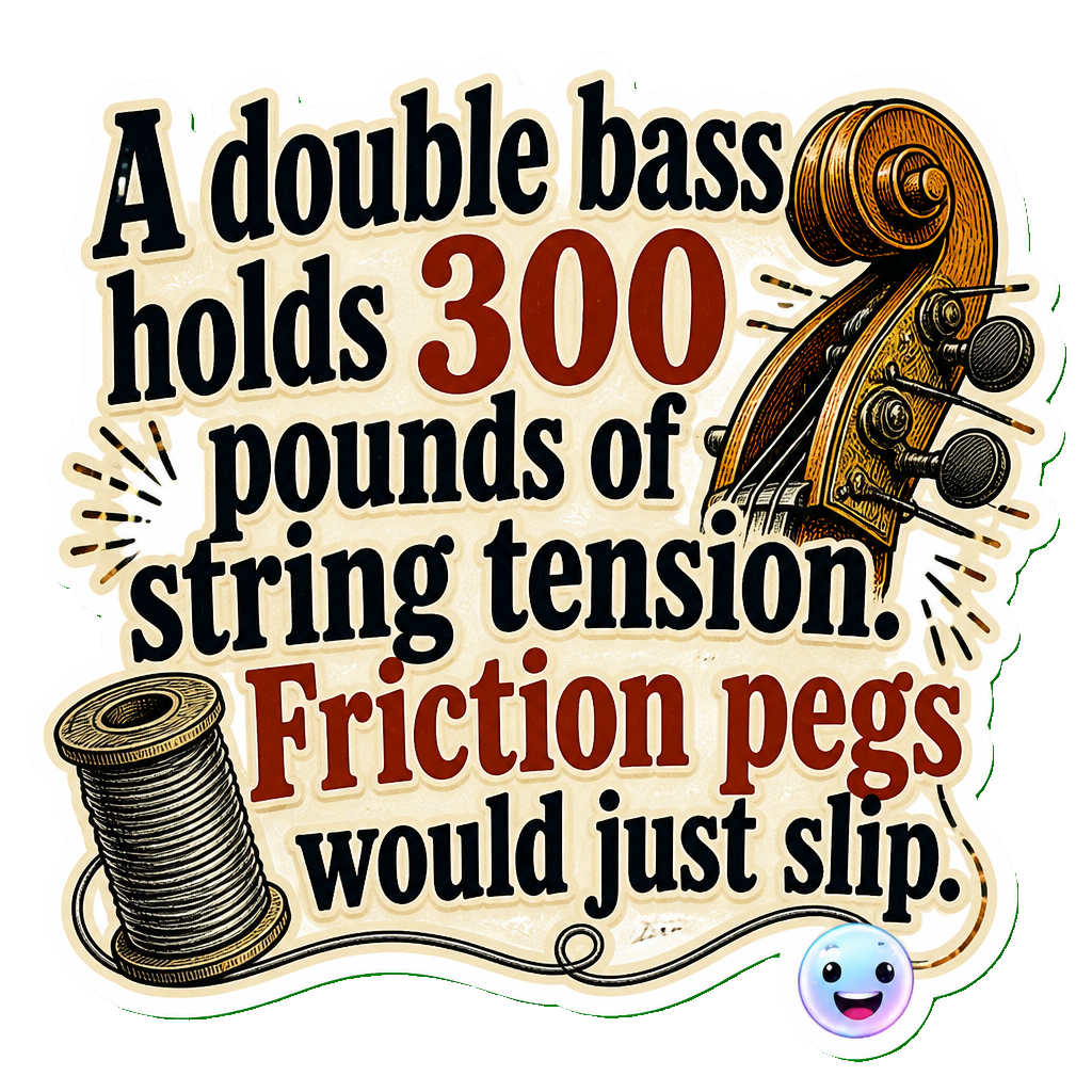 A double bass holds 300 pounds of string tension. Friction pegs would just slip.