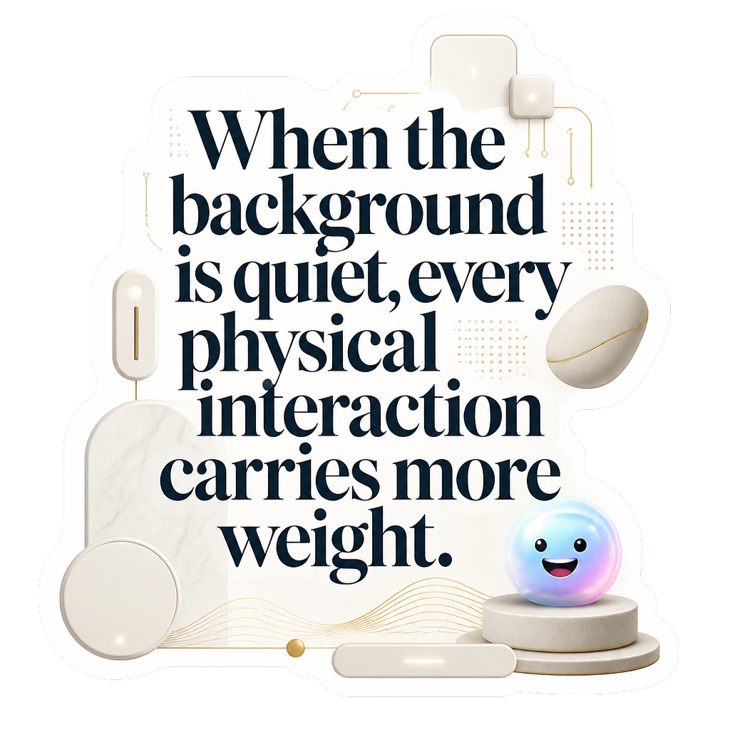 When the background is quiet, every physical interaction carries more weight.