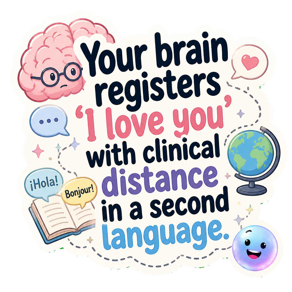 Your brain registers 'I love you' with clinical distance in a second language.