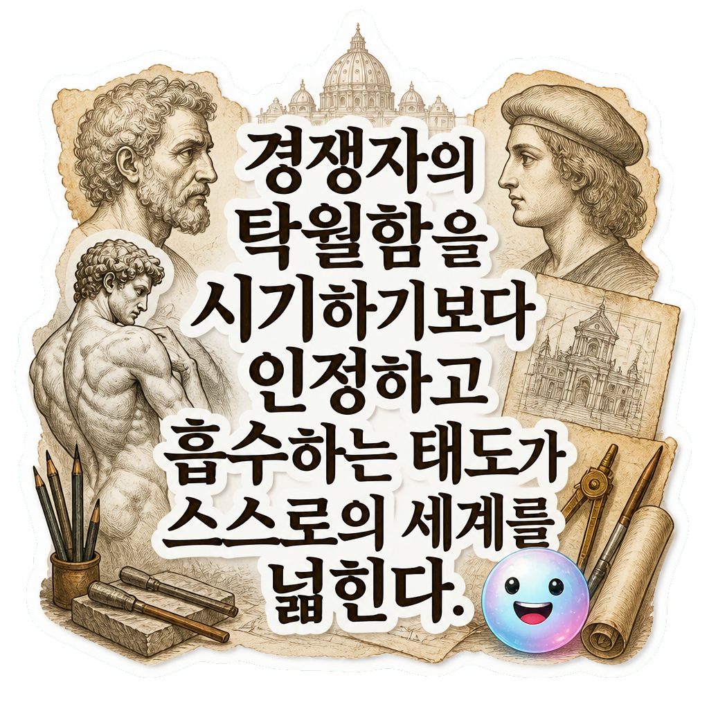 경쟁자의 탁월함을 시기하기보다 인정하고 흡수하는 태도가 스스로의 세계를 넓힌다.
