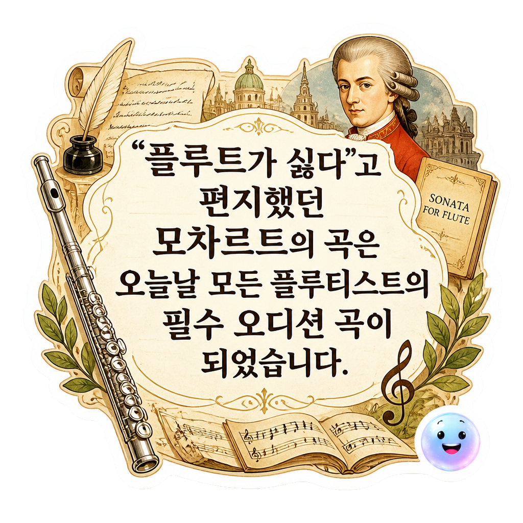 "플루트가 싫다"고 편지했던 모차르트의 곡은 오늘날 모든 플루티스트의 필수 오디션 곡이 되었습니다.