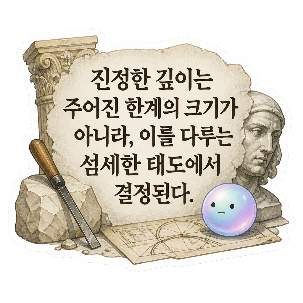진정한 깊이는 주어진 한계의 크기가 아니라, 이를 다루는 섬세한 태도에서 결정된다.