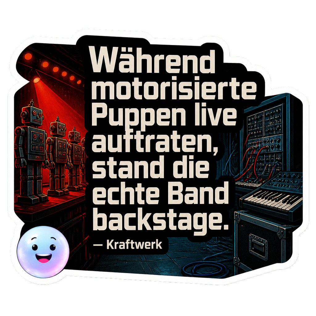 Während motorisierte Puppen live auftraten, stand die echte Band backstage.