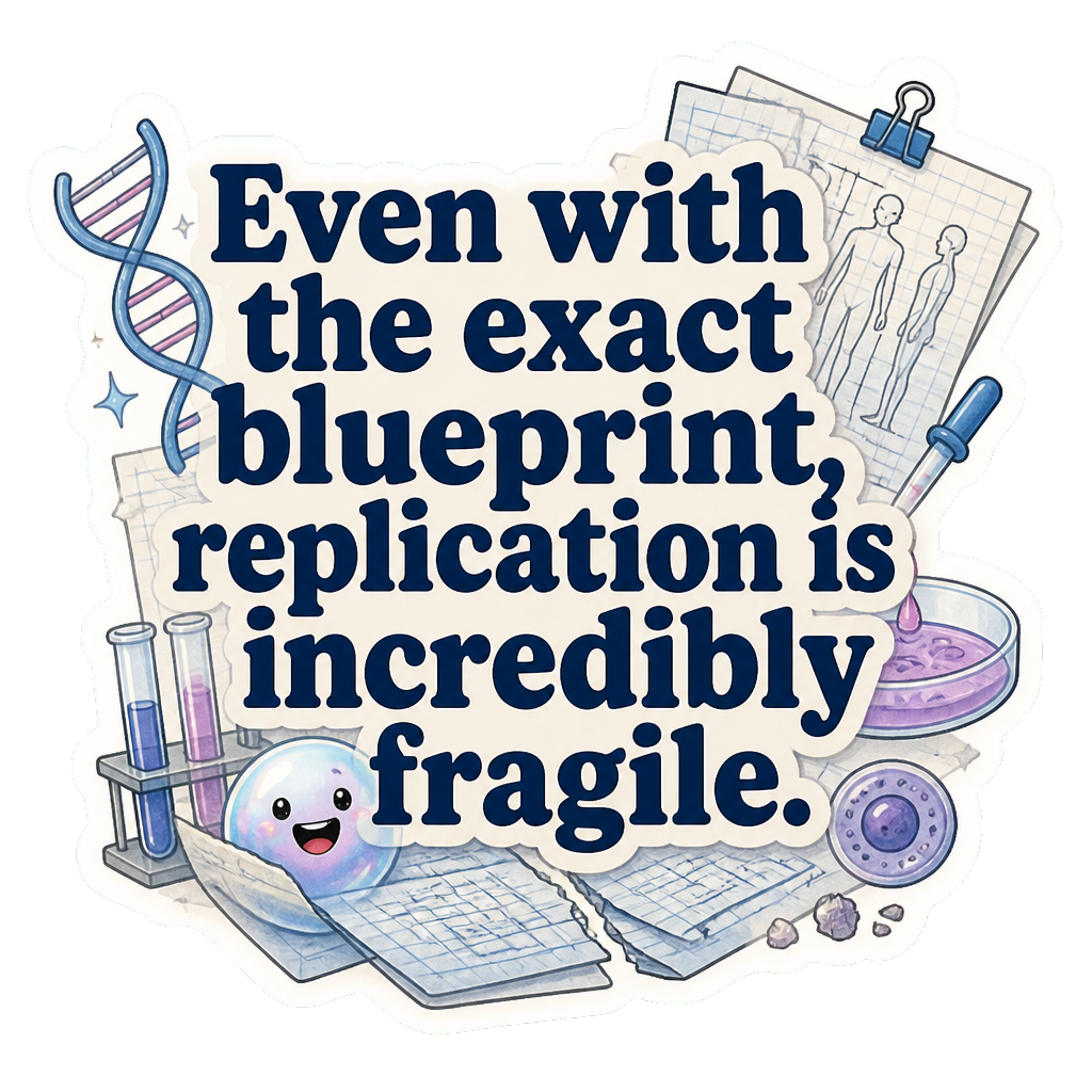 Even with the exact blueprint, replication is incredibly fragile.