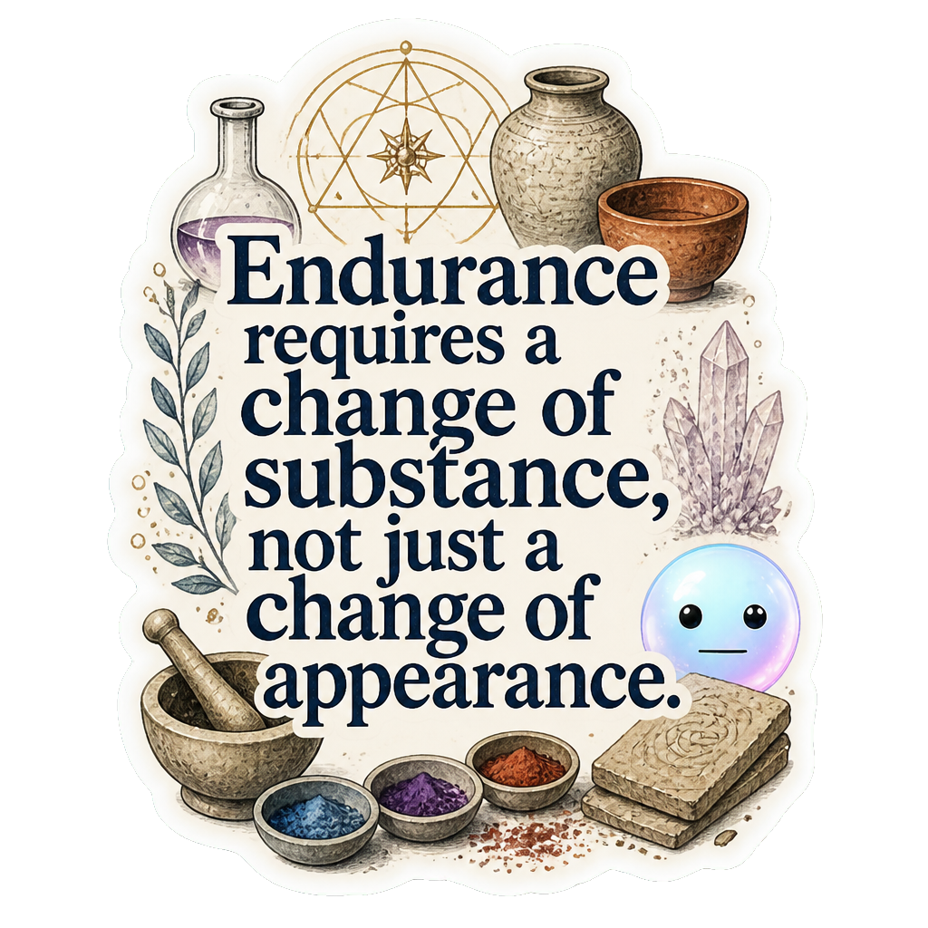 Endurance requires a change of substance, not just a change of appearance.