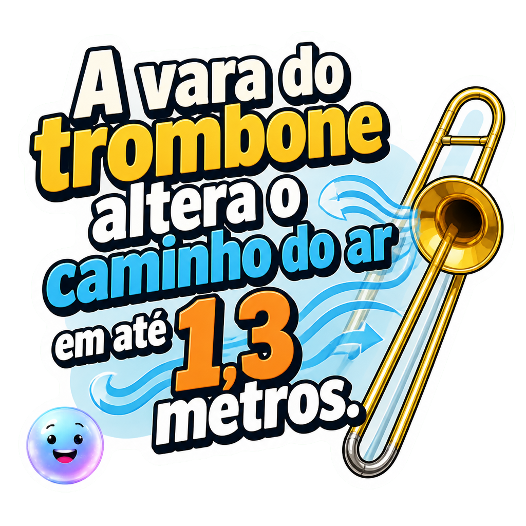 A vara do trombone altera o caminho do ar em até 1,3 metros.