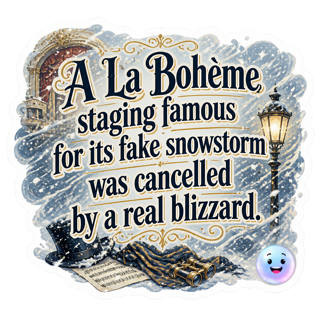 A La Bohème staging famous for its fake snowstorm was cancelled by a real blizzard.