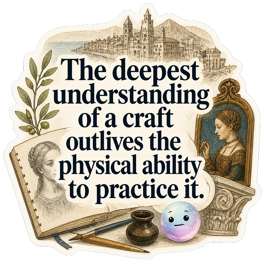 The deepest understanding of a craft outlives the physical ability to practice it.