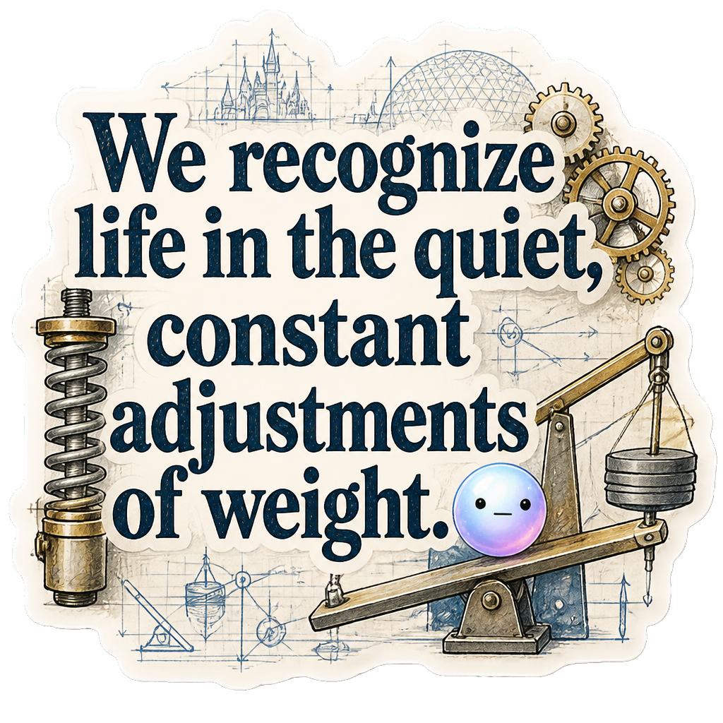 We recognize life in the quiet, constant adjustments of weight.