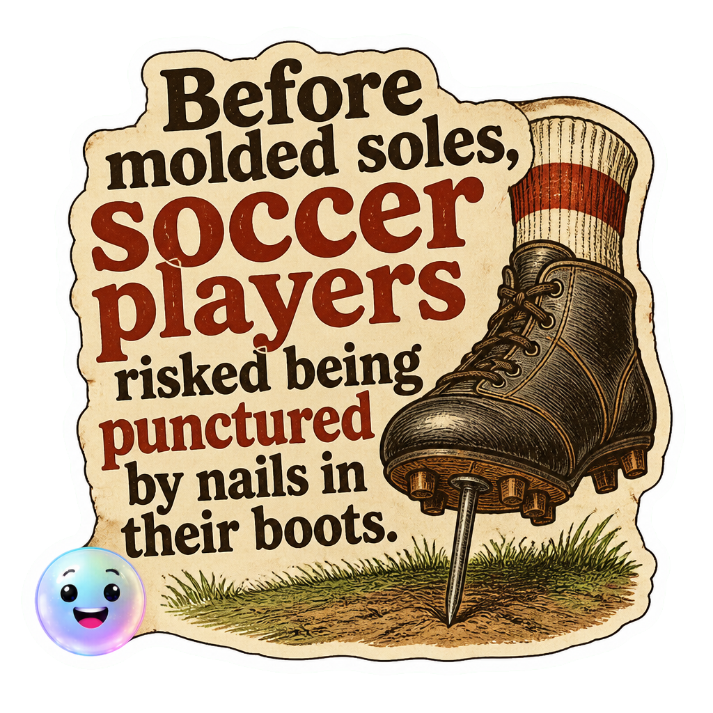 Before molded soles, soccer players risked being punctured by nails in their boots.