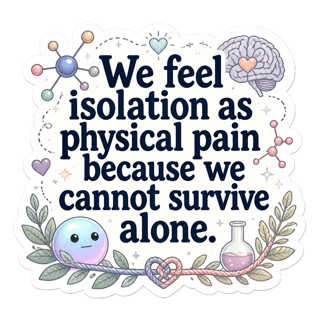 We feel isolation as physical pain because we cannot survive alone.