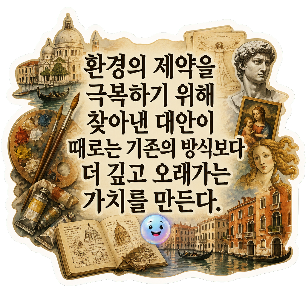 환경의 제약을 극복하기 위해 찾아낸 대안이 때로는 기존의 방식보다 더 깊고 오래가는 가치를 만든다.