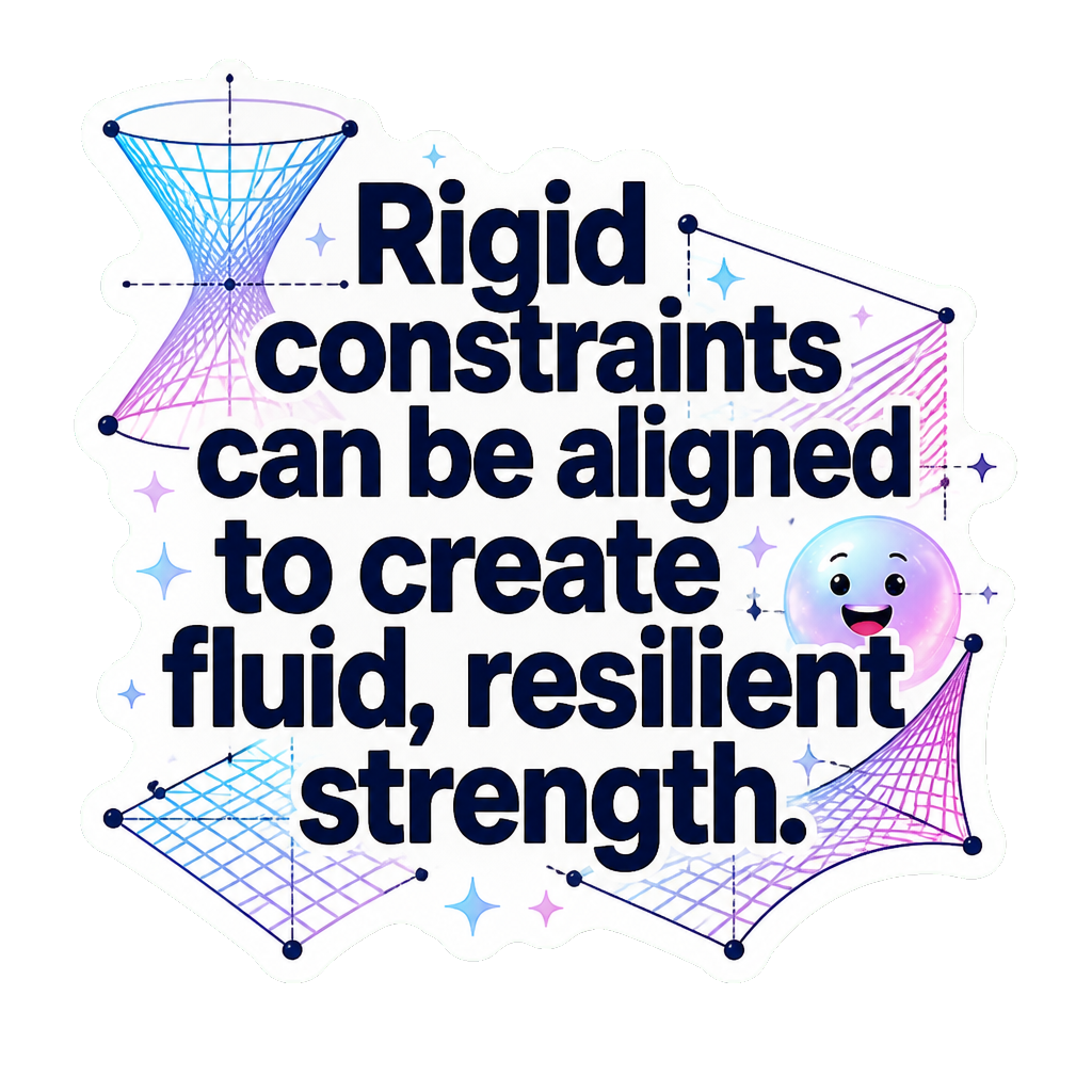 Rigid constraints can be aligned to create fluid, resilient strength.
