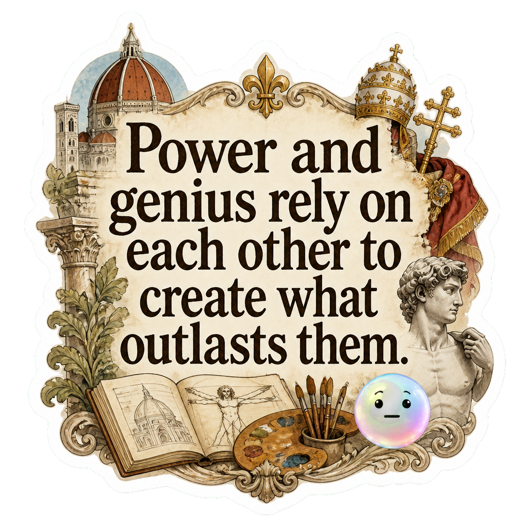 Power and genius rely on each other to create what outlasts them.