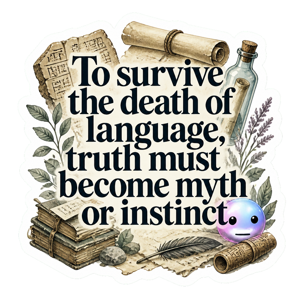 To survive the death of language, truth must become myth or instinct.